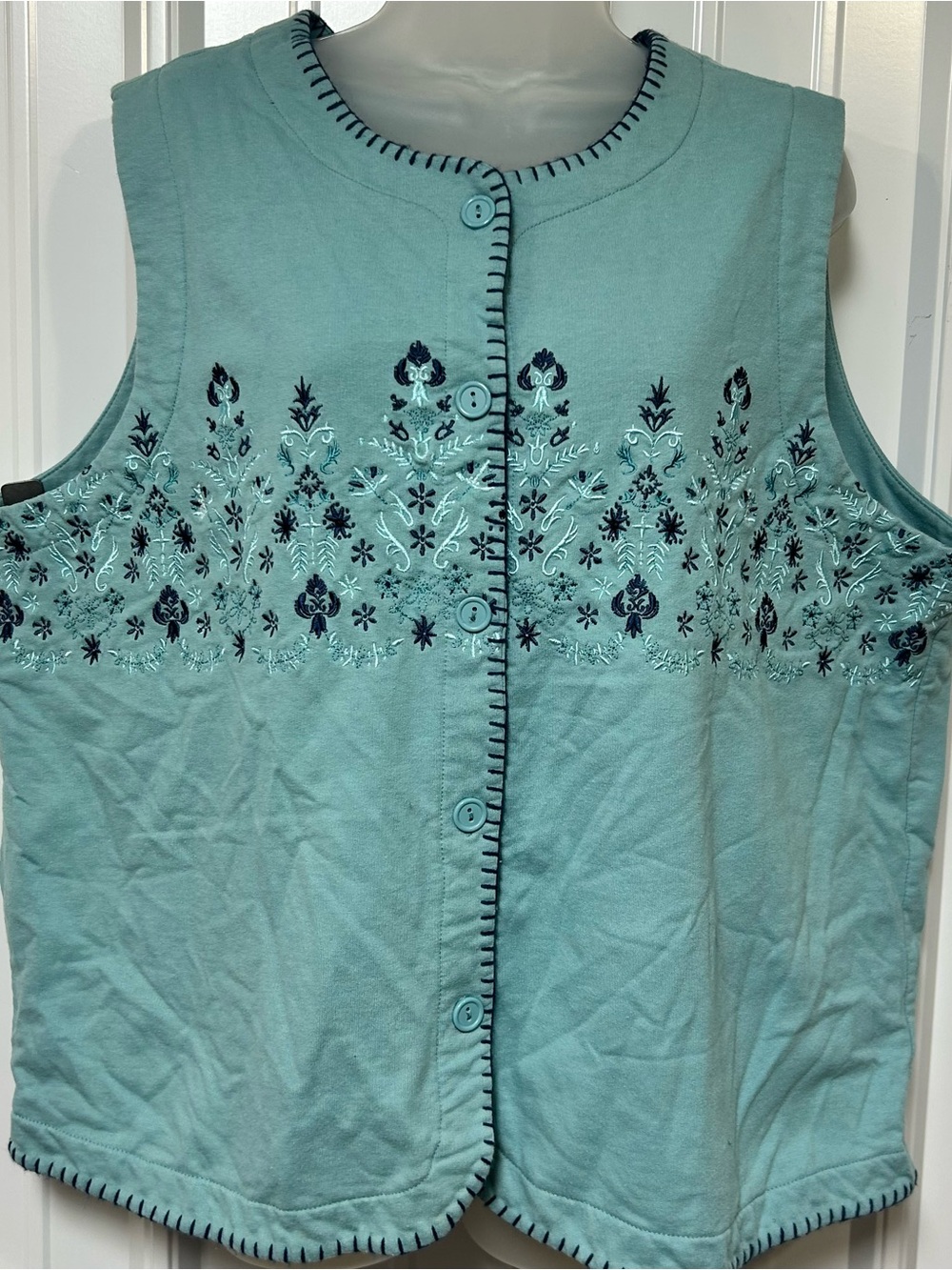 Vintage Blair Women's Vest 2XL Floral Embroidered Cotton Blend